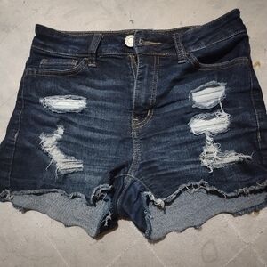 Dark wash distressed So brand size high rise Shortie size 3/26W denim shorts